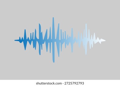 Esta Imagen presenta una forma de onda de audio estilizada o onda de sonido. Consiste en picos de Vertical y valles de diferentes alturas que se expanden desde una línea Horizontal central.