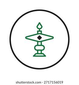 This image features a stylized candle illustration rendered in a minimalist design. Set against a circle backdrop, the candle exudes subtle elegance and spiritual meaning. The image is designed for