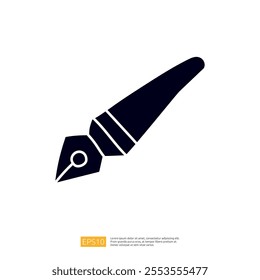 This image features a stylized graphic of a fountain pen nib, symbolizing writing, creativity, and literature. It is designed for use in graphic resources or educational materials.