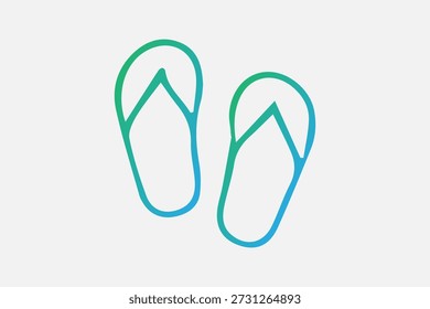 This image features a stylized line-art illustration of a pair of flip-flops.
