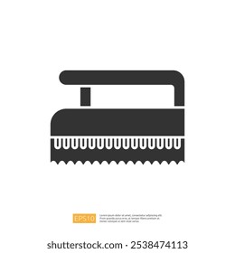 This image features a stylized, monochromatic illustration of a cleaning brush, commonly used for scrubbing surfaces. It emphasizes simplicity and functionality.