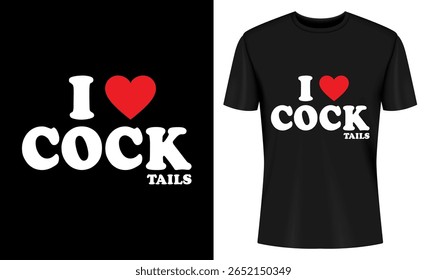 This image features t shirt, black t shirt, apparel, clothing, fashion, design, graphic, print. Black T shirt Design with I Love Cocktails Graphic Print