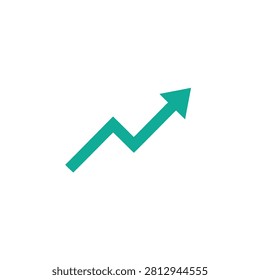 This image features a teal-colored upward trend line with minor fluctuations presented as a flat vector illustration against a white