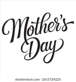This image features the text Mother's Day written in a beautiful, flowing black script font on a clean white background.