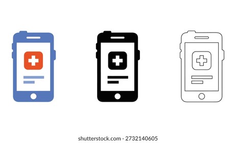 This image features three smartphone icons representing medical notifications, symbolizing digital health alerts, reminders, and medical updates. The icons are designed to convey sense of modern healthcare technology, highlighting the importance of mobile health solutions in today's digital age.