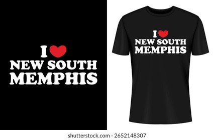 Esta imagem mostra camiseta, design, gráfico, impressão, roupas, vestuário, memphis, tennessee. Eu amo o novo projeto de camiseta de Memphis do Sul