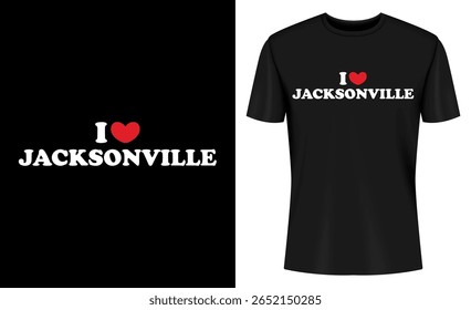 This image features t-shirt, design, graphic, tshirt, tee, black, shirt, jacksonville. Black T Shirt Design I Love Jacksonville Florida
