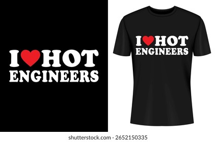 Esta imagem mostra camiseta, design, maquete, camiseta, camiseta, chá, roupas, vestuário, moda. Eu adoro Hot Rod Engineers T Shirt Design Mockup