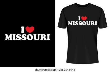 This image features tshirt, t-shirt, mockup, design, template, i love missouri, missouri, missouri love. I Love Missouri T Shirt Design Mockup