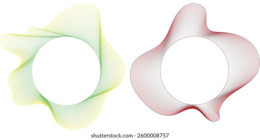 This image features two circular shapes with delicate, overlapping lines creating a soft, flowing effect.