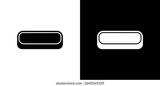 This image features two contrasting horizontal rounded rectangles. One is black outlined in white against a white background, while the other is white outlined in black against a black backdrop.