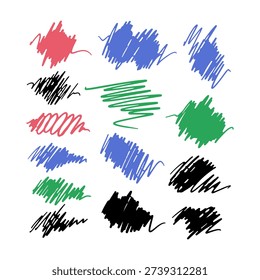this image features a variety of colorful brush strokes in red blue green and black on a plain white background the strokes vary in shape size and texture some are smooth and flowing while others are more rough and expressive