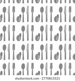 This image features a variety of kitchen utensils, including forks, spoons, and knives, meticulously arranged to create a clean and organized visual presentation.