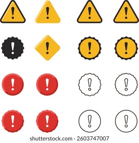 This image features various styles of warning and caution icons.