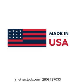 This image features a vector illustration of the American flag alongside text reading 'Made in USA' on a white background.