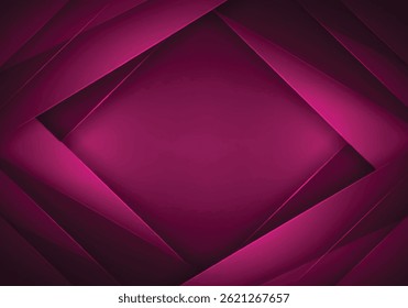 This image features a vibrant, abstract geometric design with glowing magenta and purple layered shapes forming a dynamic diamond pattern.