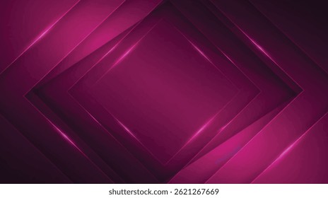 This image features a vibrant, abstract geometric design with glowing magenta and purple layered shapes forming a dynamic diamond pattern.