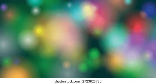 This image features a vibrant and abstract composition of various colored lights. The lights are blurred, creating a dreamy and ethereal atmosphere. The predominant colors include shades of green, blue, yellow, and red, which blend together to form a mesmerizing visual effect. The image evokes a sense of tranquility and wonder, reminiscent of a starry night sky or a futuristic cityscape.