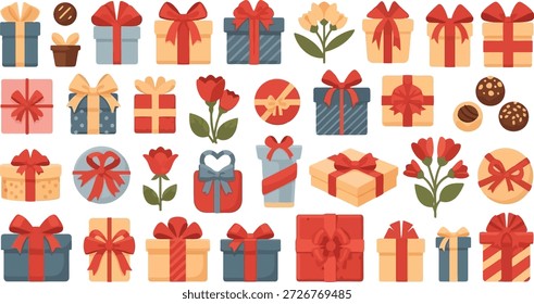 Esta Imagen presenta un arreglo vibrante y festivo de regalos envueltos, rosas y chocolates sobre un elegante fondo negro. Los regalos están adornados con una variedad de cintas y lazos de colores, que se suman a la atmósfera de celebración. El efecto general es de alegría y festividad, lo que lo hace perfecto para su uso en una variedad de contextos, desde promociones de vacaciones hasta saludos para ocasiones especiales. La Imagen emana una sensación de emoción y deleite, seguro que captará la atención del espectador.