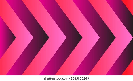 This image features a vibrant pattern of overlapping chevrons in shades of pink, purple, and red, creating a dynamic and eye catching design