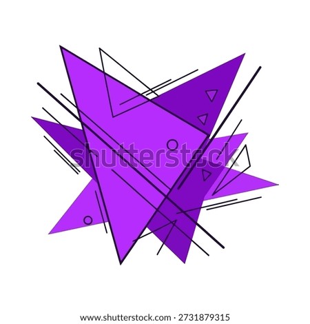 This image features a vibrant purple vector illustration composed of intersecting geometric shapes, including triangles and lines, creating a dynamic and abstract composition.