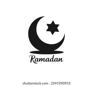 This image features a vibrant red design of a crescent moon and star, symbolic of Islam.
