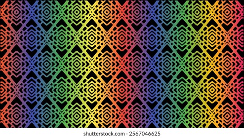 This image features vibrant vector patterns with unique designs inspired by traditional art. Perfect for creative uses like textiles, wallpapers, or digital projects, showcasing cultural richness