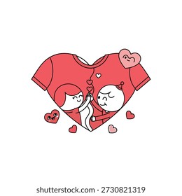 This image features a vintage-style graphic centered on a light cream background. The design consists of a red heart outlined in black, with faint cracks or shading to give it a slightly worn look. Inside the heart, the text "LOVE YOU FOREVER BE MINE" is written in a bold, stylized white font, conveying a romantic and classic message.