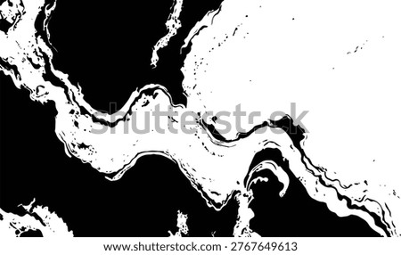 This image features a visually striking abstract map with swirling gray and white patterns, resembling river flows or geological formations on a white background, creating a unique and captivating vis