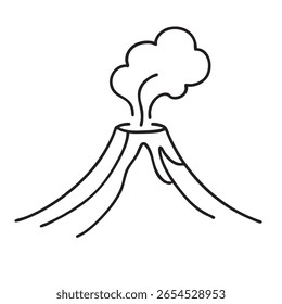 Esta imagem mostra vulcão, erupção, fumaça, lava, montanha, natureza, geologia, desastre. Ilustração de um vulcão em erupção com fumaça e lava fluindo pelos lados