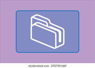 Esta é uma imagem que apresenta um ícone de estilo arte-final minimalista em um plano de fundo colorido. O ícone representa um contêiner de pasta ou arquivo renderizado em um contorno branco e espesso.