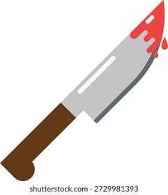 Esta Imagen es una Ilustración vectorial de estilo plano de un cuchillo de cocina con líquido rojo goteando de la hoja, que simboliza la sangre. Se usa comúnmente en Halloween, horror o diseños con temas de crimen para carteles, decoraciones, gráficos digitales y proyectos creativos. La ilustración es simbólica y está destinada a la narración visual más que al uso en el mundo real.
