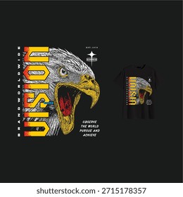 
Esta Imagen es un concepto de Diseño gráfico para una camiseta de streetwear, con una estética audaz y agresiva centrada en un motivo de águila.