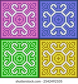 This image has 3 main colors separated into 3 groups to make it easy for further editing.
The embroidery pattern here is based on the embroidery of the Hmong people. It is a pattern created by overlap