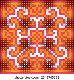 This image has 3 main colors separated into 3 groups to make it easy for further editing.
The embroidery pattern here is based on the embroidery of the Hmong people. It is a pattern created by overlap