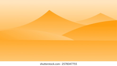 This image has an orange gradient background with stacked wave-like shapes resembling hills or dunes. The transition of colors gives a sense of depth.