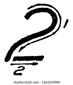This is an image of how to write the inclined capital number 2 using correct strokes, vintage line drawing or engraving illustration.