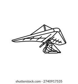 This image illustrates a detailed line drawing of a paper airplane featuring a simple pilot figure seated inside the cockpit. The design includes a streamlined body, wings, and tail, emphasizing the classic and functional look of a homemade paper aircraft. The pilot figure is depicted in a seated position, adding a playful touch to the overall illustration.
