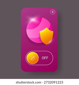 Esta Imagen ilustra una interfaz de aplicación móvil VPN moderna con protección del navegador y controles de seguridad en línea