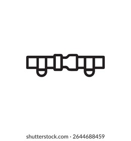 This image illustrates a seat belt buckle in a minimalist line art style symbolizing safety and protection.