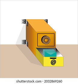 Esta imagen es una ilustración de una caja de correo electrónico y una caja de seguridad.
