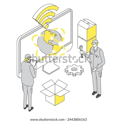 This is an image illustration of an internet line operator working.