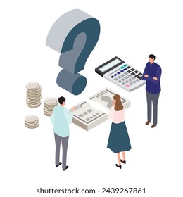 This is an image illustration of people who are worried about internet line price simulation.