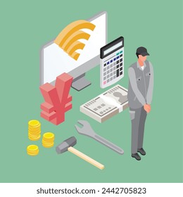 This is an image illustration of a price simulation for internet line construction.