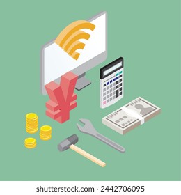 This is an image illustration of a price simulation for internet line construction.