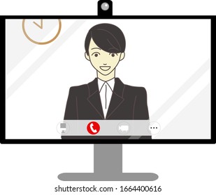 This is an image illustration of a student interviewing the web.