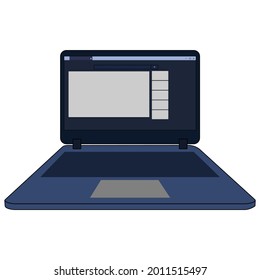 es una imagen o ilustración o vector de un portátil o portátil de color gris. Hay un teclado, touchpad, pantalla de monitor.