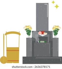This is an image illustration of visiting a grave.