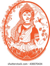 This image of the Indian goddess Lakshmi with a bird bringing good news.