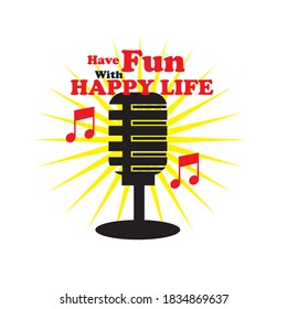 This image is inspired by a moment in a broadcast studio with a microphone and interspersed with interesting music to listen to. This logo is very suitable to be used as a symbol of broadcasting.